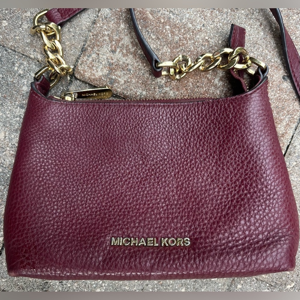 Micheal Kors Maroon Crossbody/shoulder  Leather Purse
